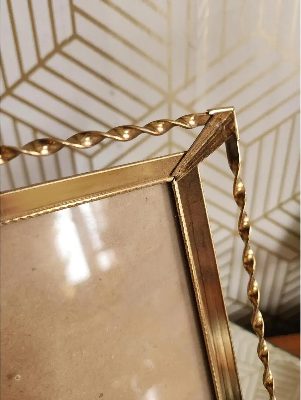 Vintage Gold Brass Filigree Ornate Freestanding Photo Frame 6x8
